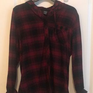Black and red flannel with hoodie